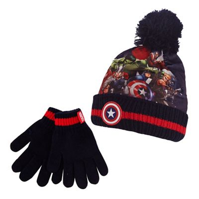 Captain America Boys' navy 'Avengers' print hat and gloves set